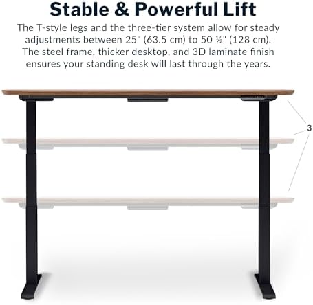 Vari Classic Electric Standing Desk – 72x30 – Walnut/Black - Image 4