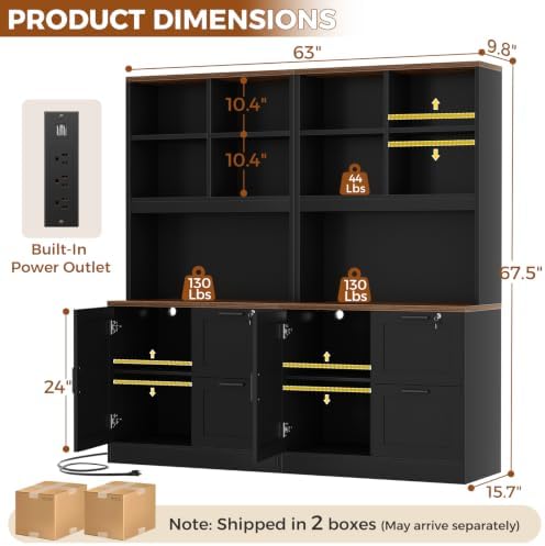 Homieasy Vertical File Cabinet Bookcase with Printer Stand & Outlet, 2 Pack - Image 3