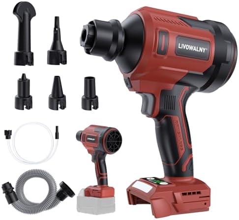 LIVOWALNY Upgraded Air Blower Compatible with Milwauke 18V Battery, 4-in-1 Compressed Air Duster, 480MPH, 120,000 RPM Brushless Motor, 4-Speed Leaf Blower for Car, PC, Workshop (Tool Only,No Battery) by LIVOWALNY