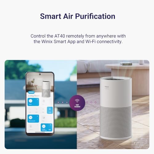 WINIX AT40 Air Purifier with 2 Years of Filters for Extra Large Room Up to 1968 Ft² in 1 Hr With Air Quality Monitor, True HEPA, Carbon Filter and Auto Mode, Captures Dander, Smoke, Dust - Image 6