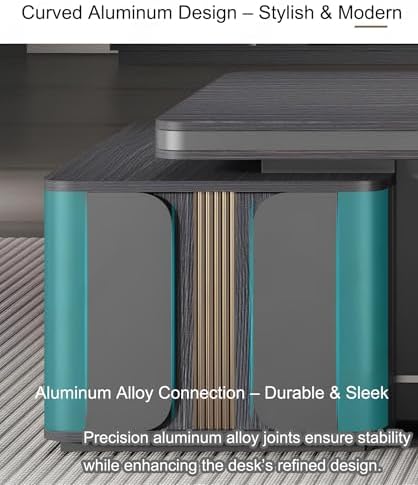 Executive Office Desk with Storage Cabinet,Modern l Shaped Executive Desk,50MM Thick Desktop for CEO Office, Reception & Commercial Workspace - Image 3
