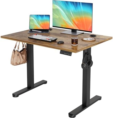 YDN 40 x 24 Inch Rustic Brown Electric Standing Desk by YDN