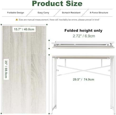 Lutown-Teen Small Folding Desk 35 inch, Beige - Image 3