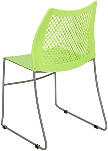 Flash Furniture Hercules Series Contoured Lobby Chairs with Air-Vent Honeycomb Backs, Ergonomic Stacking Chairs for Offices, Set of 5, Green - Image 6