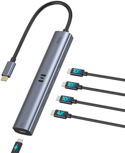 10Gbps USB C Hub with 4K@60Hz Video Display, Selore 5 Ports USB-C Splitter, C Port Data Transfer, 100W PD-in Charging, Dongle Multiport Adapter for MacBook Pro, iPad, Dell, HP, and More by SeloreS-Global