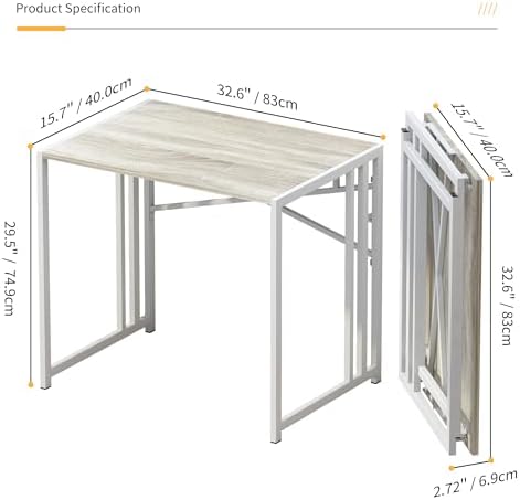 Lutown-Teen Small Folding Desk 32 Inch, Beige - Image 3