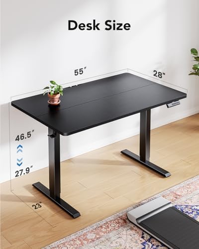 HUANUO 55x27 Inch Electric Standing Desk, Height Adjustable, Black - Image 3