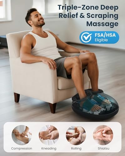 COMFIER 4-in-1 FSA Eligible HSA Shiatsu Foot Massager with Heat, Compression & Vibration, Smoth Warmth for 3 Levels, Toe Touch Control, Large Size Fits Up to 14, Gifts for Mom Dad, Home Office - Image 3