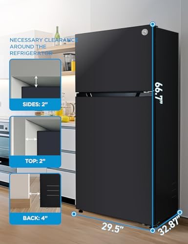 Commercial Cool 20 Cu. Ft. Top Mount Refrigerator with Freezer, 2-Door Refrigerator with Top Freezer and Adjustable Temperature Control, Ice Maker Ready, Energy Star Certified, Black - Image 6