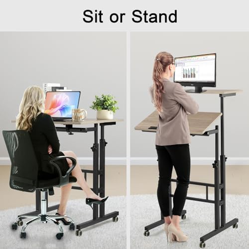 Hadulcet Mobile Standing Desk Adjustable Height with Charging Station - Image 5