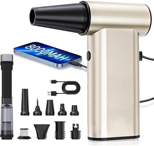 Compressed Air Duster, 300000RPM Mini Electric Air Duster Cordless by Rckskaya