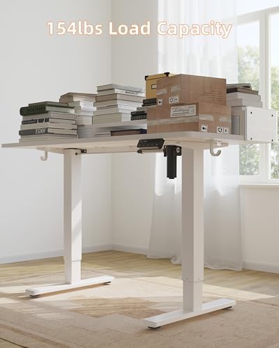 YIHAYO Electric Standing Desk with Drawers, 60 x 24 Inches Adjustable Desk with Storage Shelf, Computer Table with Splice Board for Home Office,White Frame/White Top - Image 5