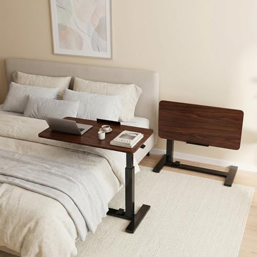 DUMOS Rolling Desk, Laptop Desk, Overbed Table with Wheels - Image 2