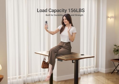 YDN 48 x 24 Inch Rustic Brown Electric Standing Desk - Image 4