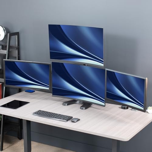 VIVO Quad Monitor 13 to 32 inch LED LCD Freestanding Desk Stand, 3 Plus 1 Articulating VESA Computer Mount, Holds 4 Screens, Fully Adjustable for Home Office Workstation, Black, STAND-V104F - Image 2