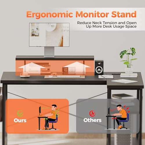 Mericonia 48 in Corner Desk with Monitor Stand, Small L Shaped Gaming Desk - Image 4