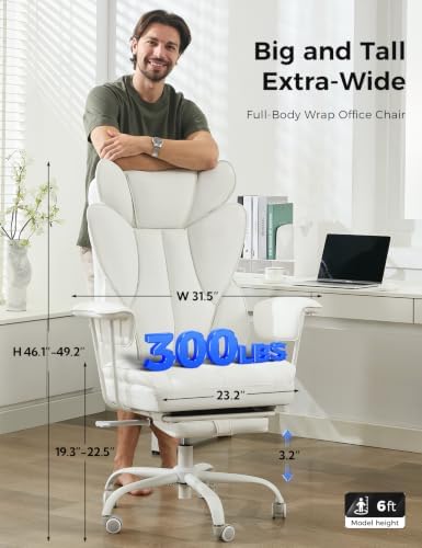 amseatec Big and Tall Office Chair, Reclining Executive Chair with Footrest - Image 2