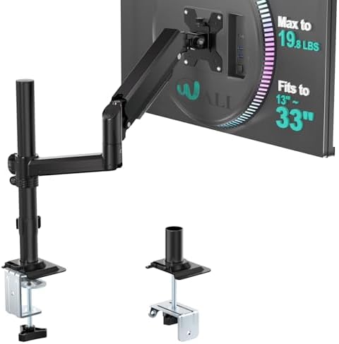 WALI Tall Single Monitor Arm for 13-33 inch Screens, up to 19.8 lbs by WALI