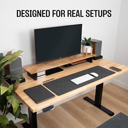 COREMINDED Solid Wood Dual Monitor Stand Riser, 42 Inch Oak Desk Shelf - Image 5