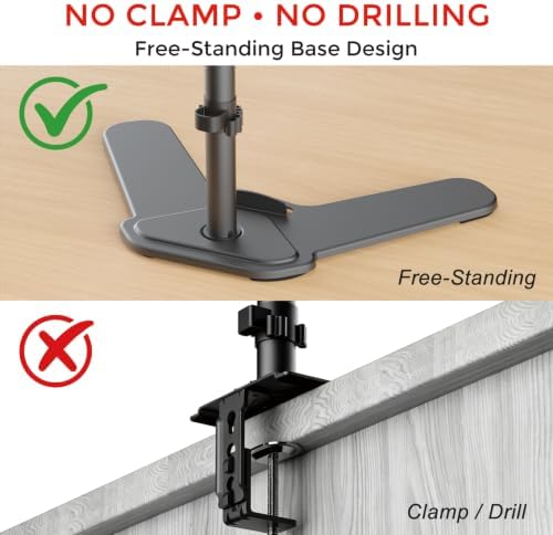 Suptek Free-Standing Dual Monitor Desk Mount, Full Motion Stand for 2 Monitors up to 32" 15.4lbs Each, Height Adjustable Swivel Tilt 360° Rotation, VESA Compatible with Phone Slot, Black - Image 2