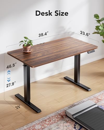HUANUO 40x24 Inch Electric Standing Desk, Height Adjustable, Black Walnut - Image 2