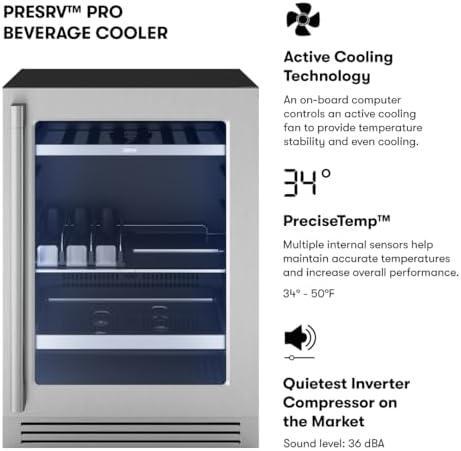 Zephyr 24" Wine Fridge & Beverage Refrigerator Single Zone Under Counter - Mini Wine Cooler Cellars Small Beer Fridge Cabinet Drink Chiller Freestanding Wine Beverage Cooler, 7 bottles,112 cans - Image 2