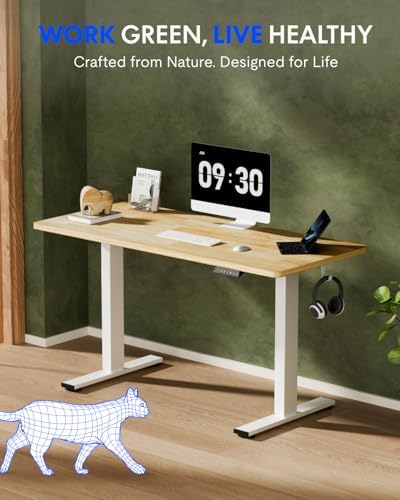 FLEXISPOT 63" x 24" Solid Wood Standing Desk, White Frame - Image 2