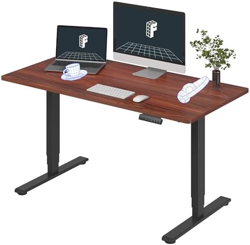 FLEXISPOT E6 3-Stage Dual Motor Electric Standing Desk 55 x 28 Sit Stand Up Desk, Holds 220 lbs, Adjustable Height w/Memory Presets, One-Piece Mahogany Desktop & Black Frame, Ships in 2 Boxes by Unknown