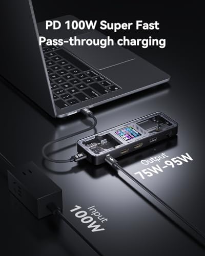 DOCKCASE Explorer Edition 10-in-1 USB C Hub, Dual 4K HDMI Docking Station for 2 Monitor, Gigabit Ethernet,1 USB-C and 3 USB-A Ports,100w PD, UHS-II TF/SD Card Reader for MacBook Pro, XPS, and More - Image 3