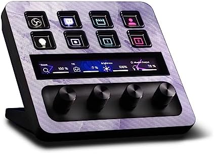 MightySkins Carbon Fiber Skin Compatible with Elgato Stream Deck + - Round Amethyst | Protective, Durable Textured Carbon Fiber Finish | Easy to Apply, Remove, and Change Styles | Made in The USA by MIGHTY+SKINS