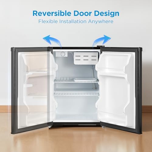 Midea WHS-87LB1 Mini Fridge, 2.4 Cu.ft Compact Fridge with 6 Level Adjustable Thermostat, Reversible Door, Low Noise for Dorm, Office, Bedroom Black - Image 5