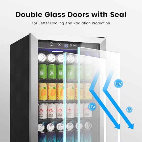 Feelfunn 4.5 Cu.Ft Beverage Refrigerator, 145 Can Mini Fridge, Silver - Image 7