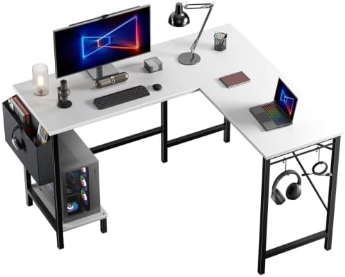 L Shaped Computer Gaming Desk with PC Stand for Home Office by HAPPYMONTLLC