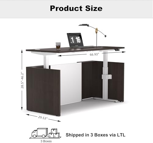 Adjustable Height Executive Standing Desk | Dual Motor Electric Sit-Stand Workstation with 4 Memory Handsetctric Sit-Stand Desk with Lockable Storage (1, Rectangular- Khalba Oak) - Image 2