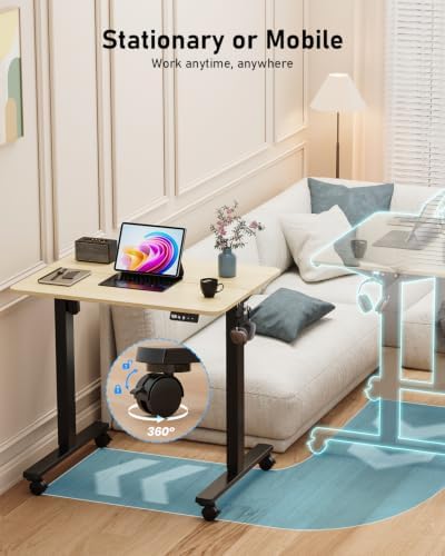 32" Small Rolling Electric Standing Desk Adjustable Height for Home Office - Image 4