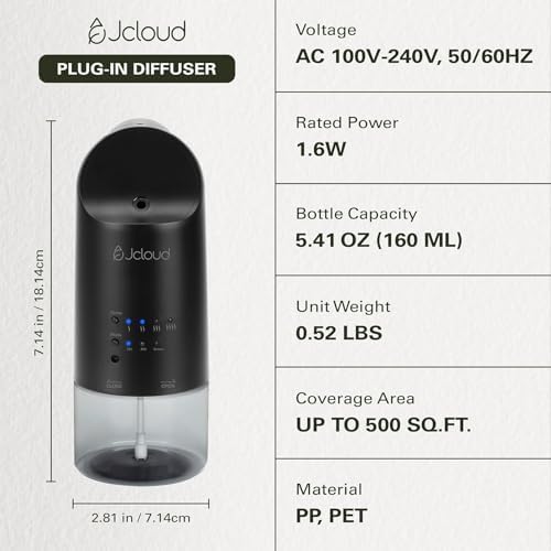 JCLOUD Waterless Plug in Scent Diffuser Starter Kit for Large Room, Black - Image 2