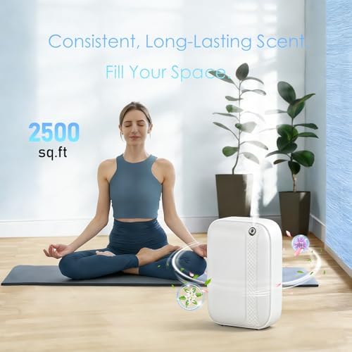 Essential Oil Diffuser, Waterless & Ultrasonic Aromatherapy Diffuser for Home, Office, Hotel, 13.5 OZ Capacity Up to 2500 Sq.Ft Coverage Room Scent Diffuser with App & Button Control(White) - Image 2