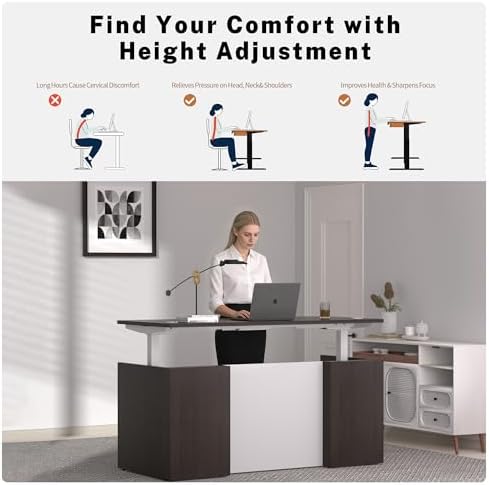 Adjustable Height Executive Standing Desk | Dual Motor Electric Sit-Stand Workstation with 4 Memory Handsetctric Sit-Stand Desk with Lockable Storage (1, Rectangular- Khalba Oak) - Image 5