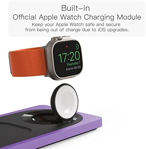 PETINO Mag-Safe Charger Stand, 3-in-1 Magnetic Wireless Charging Station for Apple Devices, iPhone 15/14/13/12 Series, Apple Watch, AirPods Pro (Purple) - Image 4