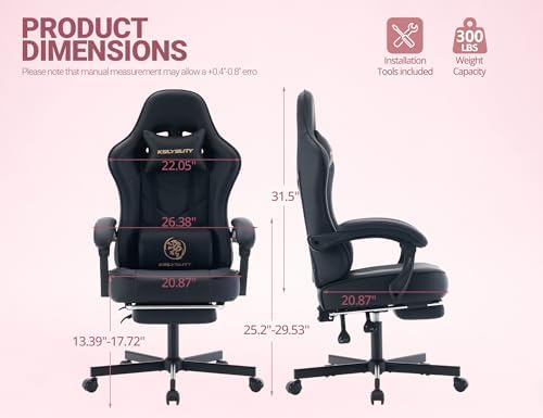Mistpeople Gaming Chair, Ergonomic High Back Computer Chair with Footrest, Lumbar Support & Pocket Spring Cushion, Comfortable Swivel Home Office Desk Chair for Adults - Image 3