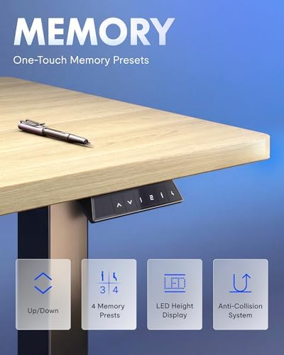 FLEXISPOT EN1 One-Piece Standing Desk, Electric Adjustable with 4 Memory Presets, 176 LBS Capacity, Stable & Quiet, Seamless Desktop for Home Office & Dual Monitors, 48"x30" White Wood Grain - Image 7