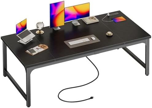 Huuger 63 x 31.5 inch Desk with Power Outlets & 0.95 Inch Thicker Desktop by Huuger