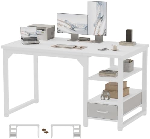 Mericonia 48 in Computer Desk with Drawer, 1" Thick Reversible Office Desk by MERICONIA