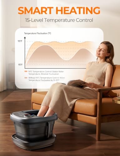 Foot Spa with Heat & Massage, Collapsible Foot Bath with Bubbles - Image 4