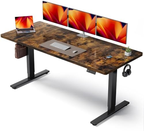Brown 71x30 in Electric Standing Desk, 1 Inch Thick Tabletop by Unknown