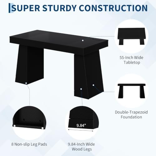 55" Executive Desk with Power Outlet, Storage Cabinet - Image 5