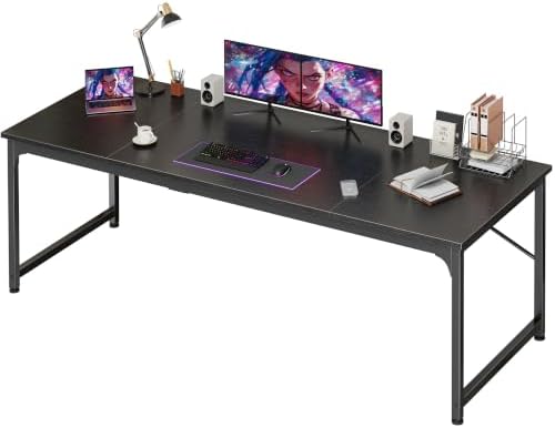 PRAISUN 70 Inch Computer Desk, Office Desk, Spacious Desktop, Black by PRAISUN