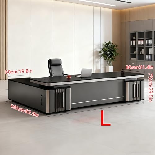 L Shaped Executive Desk with Drawers & Storage, Modern Wood Executive Office Desk Computer Table for Home Office Furniture Setup, Management Workstation for Workplace or Office(E-Left, L3.2M/126IN) - Image 2