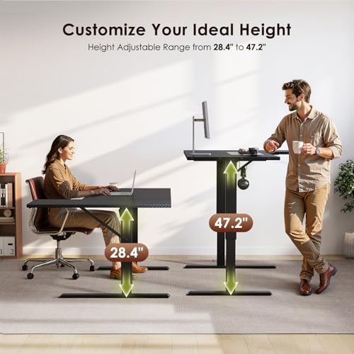 OffiGo 63" Reversible L Shaped Electric Standing Desk, Carbon Fiber Black - Image 4