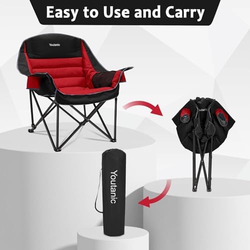 Youtanic Oversized Padded Camping Chair, Portable Folding Camping Chairs - Image 6